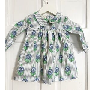 Petit Peony Blue Floral Infant Dress Sz 18-24M